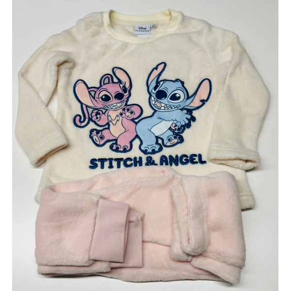 Pijama coralina Stitch e Angel